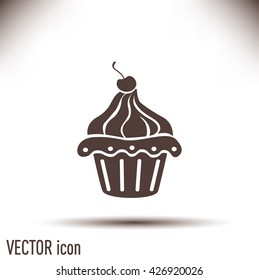 Vector illustration Festive cupcake with cherry
