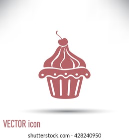 Vector illustration Festive cupcake with cherry