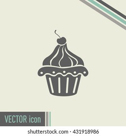 Vector illustration Festive cupcake with cherry