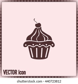 Vector illustration Festive cupcake with cherry