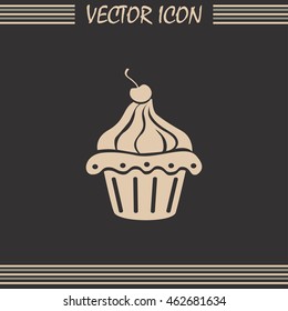 Vector illustration Festive cupcake with cherry