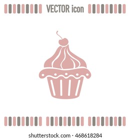 Vector illustration Festive cupcake with cherry