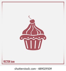 Vector illustration Festive cupcake with cherry