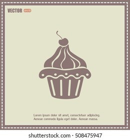 Vector illustration Festive cupcake with cherry