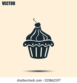 Vector illustration Festive cupcake with cherry