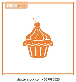 Vector illustration Festive cupcake with cherry