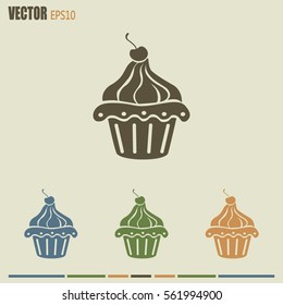 Vector illustration Festive cupcake with cherry
