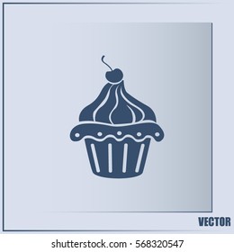Vector illustration Festive cupcake with cherry