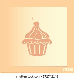 Vector illustration Festive cupcake with cherry