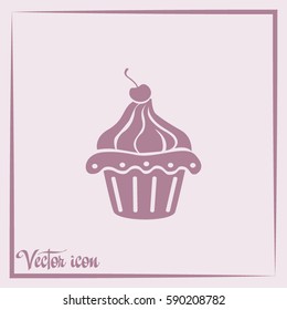 Vector illustration Festive cupcake with cherry