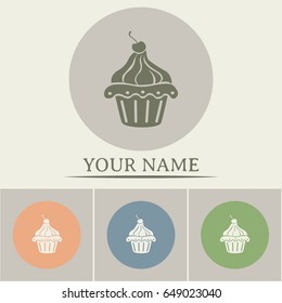 Vector illustration Festive cupcake with cherry