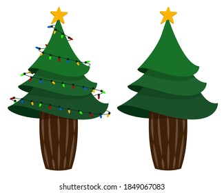 Vector illustration. Festive decorations. Christmas tree.