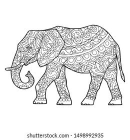Stylized Fantasy Patterned Elephant Hand Drawn Stock Vector (Royalty ...