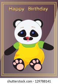  Vector illustration festive greetings card with the image of the toy bear Panda