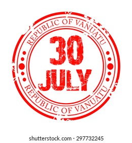 Vector illustration festive grungy stamp of The Vanuatu and an inscription of Vanuatu Happy Independence Day.