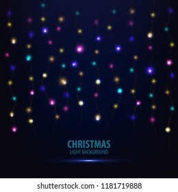 Vector illustration of festive light on dark background for Merry Christmas and New Year party.