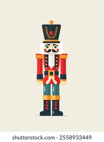 Vector illustration of festive nutcracker soldier for Christmas holidays.