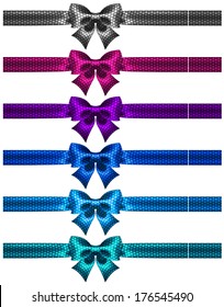 Vector illustration - festive polka dot bow-knots with ribbons. Created with gradient mesh and blending modes.