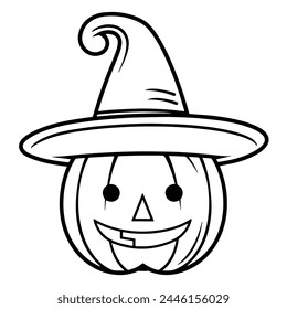 Ilustración vectorial de una calabaza festiva en el contorno de Halloween.