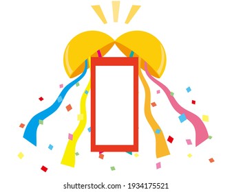  Vector illustration of festive ribbon and confetti.　Kusudama . 