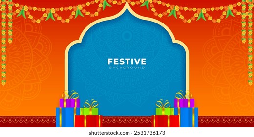 Vector illustration of Festive Sale Background social media template