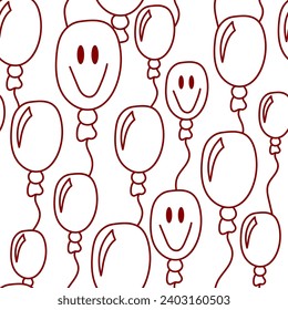 Vector illustration. Festive seamless pattern. Hand drawn oval balloons. Outline drawing. Pattern for invitations on the occasion of Birthdays, Valentine's Day; textiles, wallpaper, packaging.