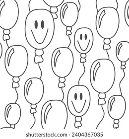 Vector illustration. Festive seamless pattern. Hand drawn oval balloons. Outline drawing. Pattern for invitations on the occasion of Birthdays, Valentine's Day; textiles, wallpaper, packaging.