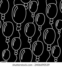 Vector illustration. Festive seamless pattern. Hand drawn oval balloons. Outline drawing. Pattern for invitations on the occasion of Birthdays, Valentine's Day; textiles, wallpaper, packaging.