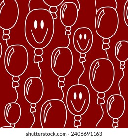 Vector illustration. Festive seamless pattern. Hand drawn oval balloons. Outline drawing. Pattern for invitations on the occasion of Birthdays, Valentine's Day; textiles, wallpaper, packaging.