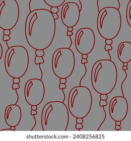 Vector illustration. Festive seamless pattern. Hand drawn oval balloons. Outline drawing. Pattern for invitations on the occasion of Birthdays, Valentine's Day; textiles, wallpaper, packaging.