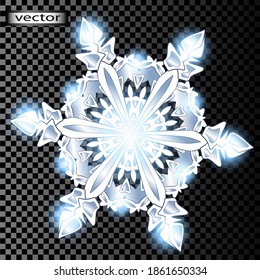 Ilustración vectorial de un patrón festivo de hielo de copo de nieve aislado en un fondo transparente de una estrella hecha de nieve