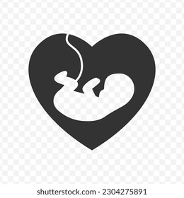 Vector illustration of fetal love icon in dark color and transparent background(png).