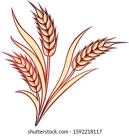 Vector illustration of a few ripe wheat ears. Can be used as frame, corner or border design element. 
