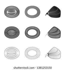 Vector illustration of fiber and muscular icon. Set of fiber and body  vector icon for stock.