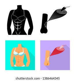 Vector illustration of fiber and muscular icon. Set of fiber and body  vector icon for stock.