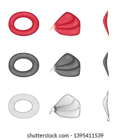 Vector illustration of fiber and muscular icon. Collection of fiber and body  vector icon for stock.