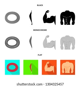 Vector illustration of fiber and muscular sign. Set of fiber and body  stock vector illustration.