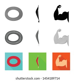 Vector illustration of fiber and muscular symbol. Set of fiber and body vector icon for stock.