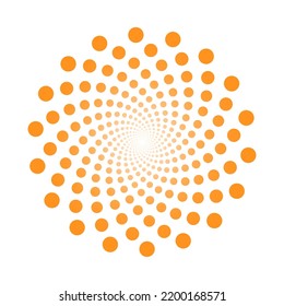 Vector illustration of fibonacci dotted spiral on a white background. Clipart of dotted spiral vortex.