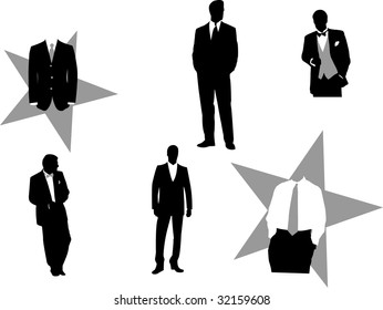 Vector illustration of fictitious business men in tuxedos, good for design business or corporate oriented.