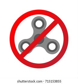 Vector illustration of fidget spinner prohibition, forbidden fidget spinner icon isolated on white background