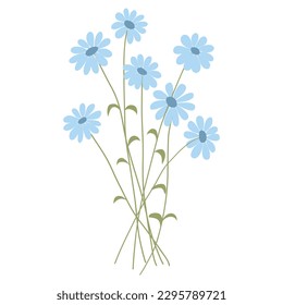 Ilustración vectorial de césped de campo, flor, seco en estilo plano, aislado en fondo blanco