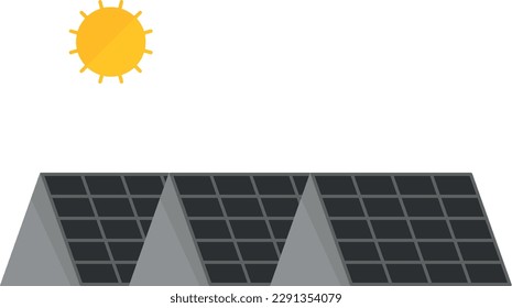 Vector illustration of a field of solar panels. Clean and renewable energy.