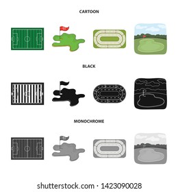 Vector illustration of field and sport symbol. Set of field and game stock symbol for web.