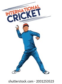 Vector illustration of Fielder playing international cricket sports