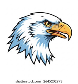Ilustração vetorial de uma cabeça de águia feroz na visualização de perfil. Apresentando bico afiado, olhos perfurantes e penas detalhadas. Perfeito para projetos de mascote, logotipos de esportes, projeto de arte de tatuagem