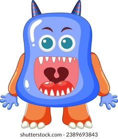 A vector illustration of a fierce monster with open mouth and horns