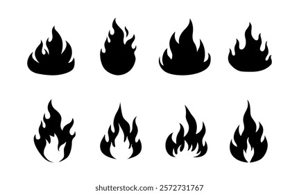 Vector illustration of fiery flames with blazing shapes. Perfect for icons, logos, and design elements symbolizing heat, energy, passion, or danger