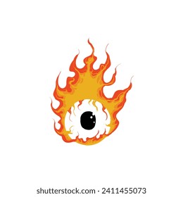 vector illustration of a fiery flaming eyeball