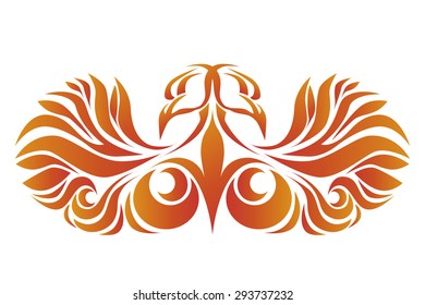 Vector illustration of a fiery phoenix